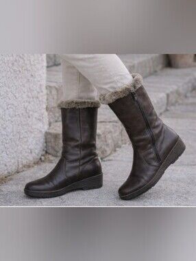Ara German Brown Leather Shearling Lined Winter Boots - Women's UK 5 / US 7.5